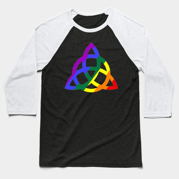 Rainbow Pentacle Wiccan Witch Symbol Baseball T-Shirt by AmandaPandaBrand